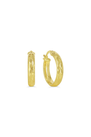 Diamond Cut Hoop Earrings, Medium