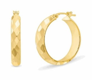 Diamond Cut Hoop Earrings, Large