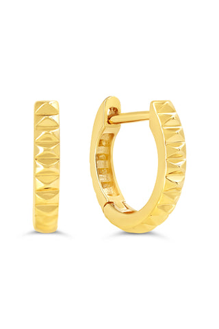 Cut Out Small Huggie Earrings - Yellow Gold