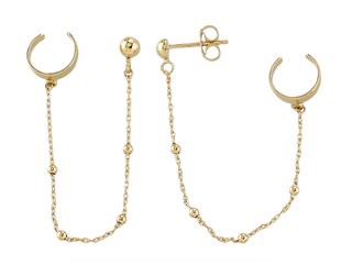Single Stud And Cuff Gold Earring - Single