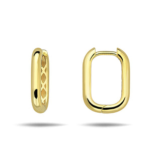 Round Huggie Earrings, Oval