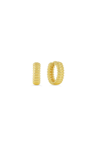 Ribbed Huggies Earrings, Medium