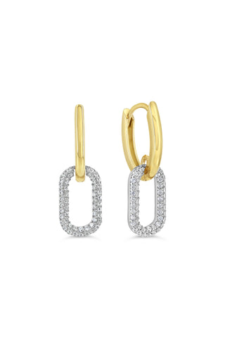 Pavé Link Drop Huggie Earrings