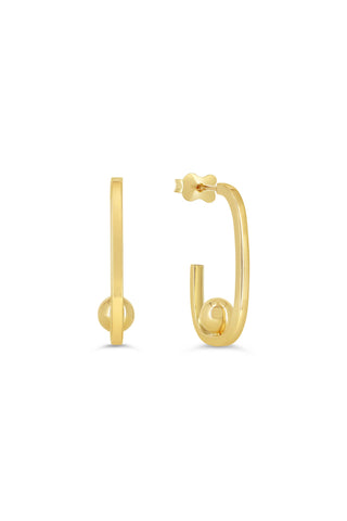 J Shape With Ball Stud Earrings