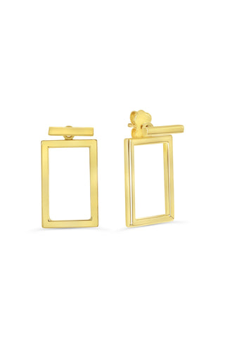 Rectangle With Bar Stud Earrings