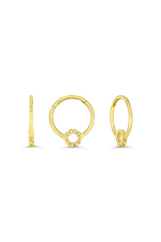 Small Huggie Earrings With Twisted Ring