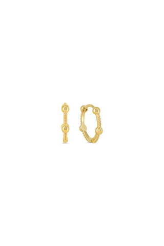 Ball X Beaded Mini Huggie Earrings