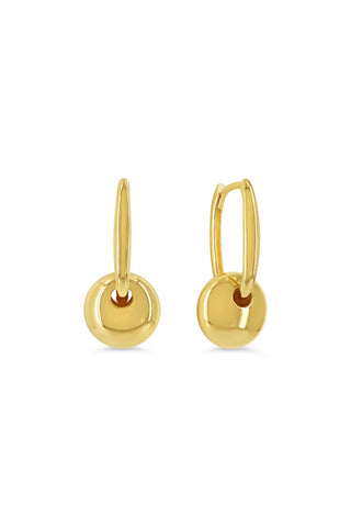 Removable Dome Button Drop Huggie Earrings