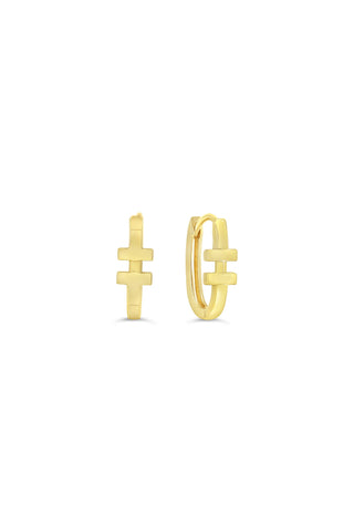 Double-T Oval Huggie Earrings