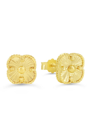 Diamond Cut Clover Stud Earrings , Medium