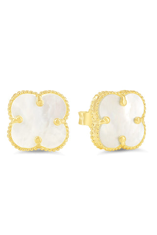 Mother of Pearl Clover Stud Earrings, Large