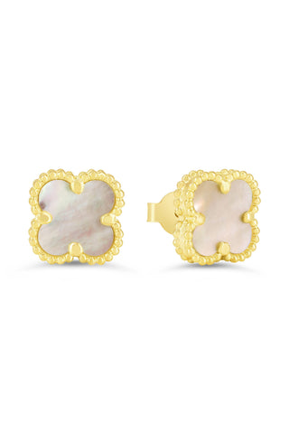 Mother of Pear Clover Stud Earrings, Medium