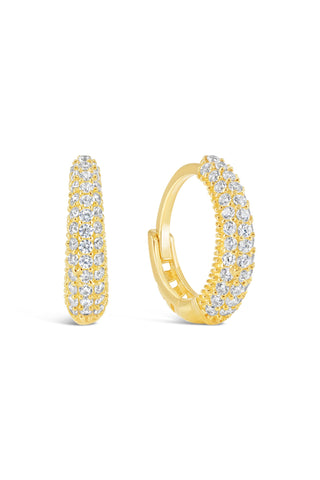 Graduated Pave Set Huggie Earrings