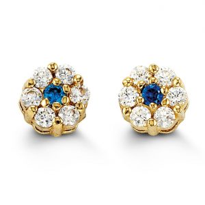 Cluster Daisy-Shaped CZ Stud Earrings - December