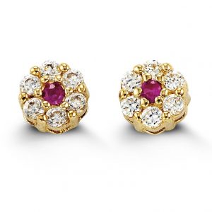 Cluster Daisy-Shaped CZ Stud Earrings - July