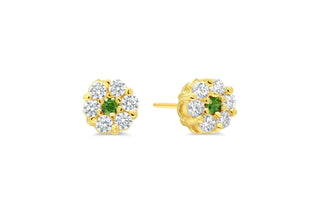 Cluster Daisy-Shaped CZ Stud Earrings - May