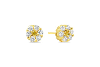 Cluster Daisy-Shaped CZ Stud Earrings - November