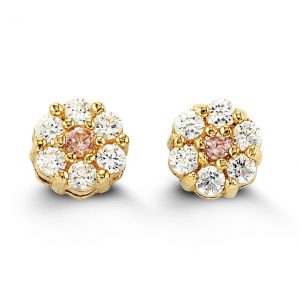 Cluster Daisy-Shaped CZ Stud Earrings - October
