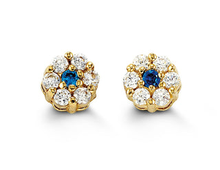 Cluster Daisy-Shaped CZ Stud Earrings - September