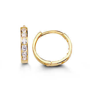 Channel Set CZ Huggie , 11MM - Yellow Gold