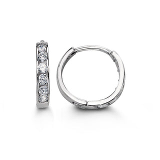 Channel Set CZ Huggie , 11MM - White Gold