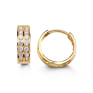 Double Row CZ Huggie - Yellow Gold