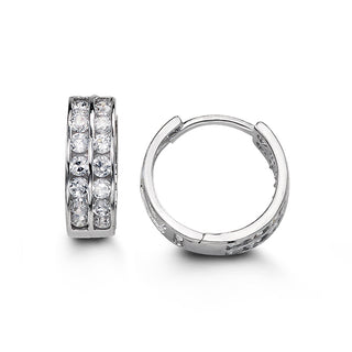 Double Row CZ Huggie - White Gold