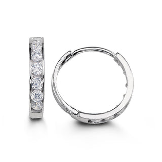 Channel Set CZ Huggie , 14MM - White Gold