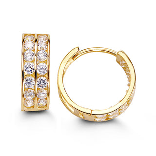 Double Row CZ Huggie - Yellow Gold