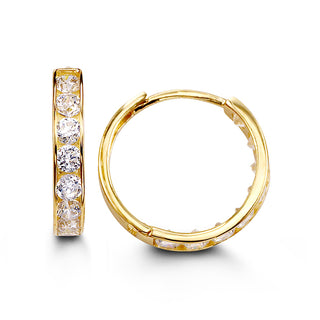 Channel Set CZ Huggie - Yellow Gold