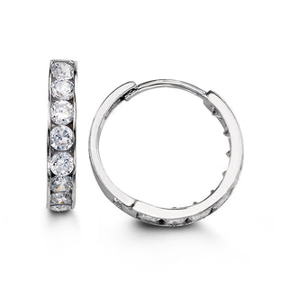 Channel Set CZ Huggie - White Gold