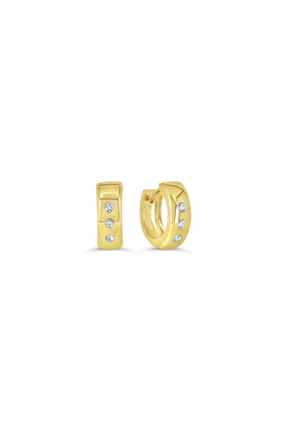 Polished CZ Huggie Earrings