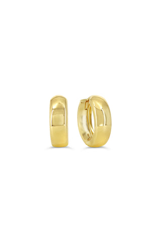 High Polished Huggie Earrings - Yellow Gold