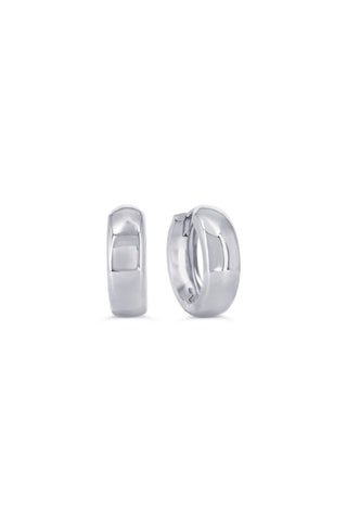High Polished Huggie Earrings - White Gold