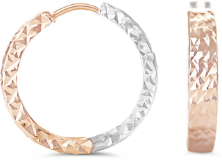 Diamond Cut Reversible Huggies Earrings - Rose Gold
