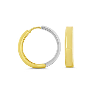 Polished Reversible Huggie Earrings - Yellow Gold