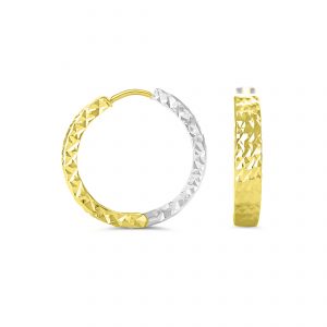 Diamond Cut Reversible Huggies Earrings - Yellow Gold
