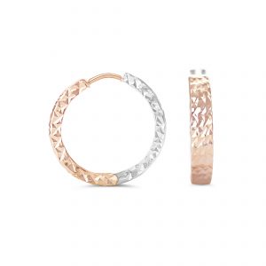 Diamond Cut Reversible Huggies Earrings - Rose Gold