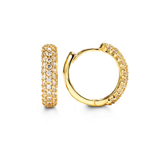 Soft-Edge Round Huggie Earrings - Yellow Gold