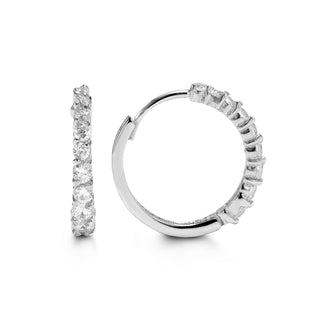 Round Huggie Earrings, Large - White Gold