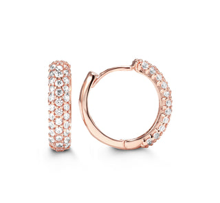 Soft-Edge Round Huggie Earrings - Rose Gold