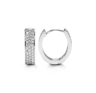 Oval Huggie Earrings - White Gold
