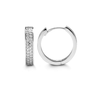 Round Huggie Earrings - White Gold