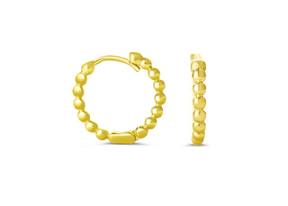 Beaded Huggie Earrings - Yellow Gold