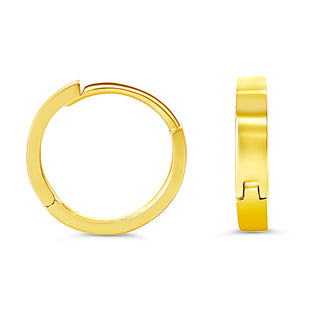 Polished Huggie Earrings, 9MM - Yellow Gold