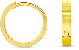 Polished Huggie Earrings, 13MM - Yellow Gold
