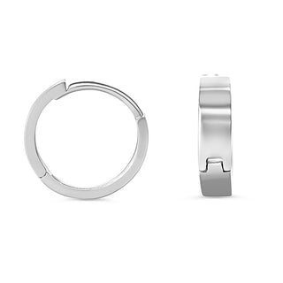 Polished Huggie Earrings, 13MM - White Gold