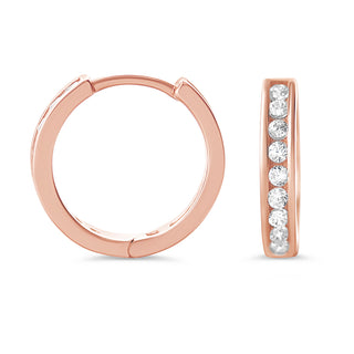 Channel Set CZ Huggie Earrings - Rose Gold