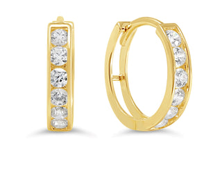 Channel Set CZ Huggie - Yellow Gold
