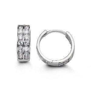 Channel Set CZ Huggie - White Gold
